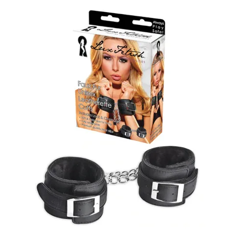 Lux Fetish Faux Fur Leatherette Cuffs