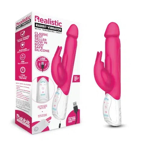 Rabbit Essentials Realistic with Throbbing Shaft - Pink