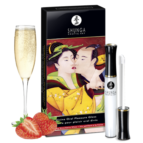 Shunga Devine Oral Pleasure Gloss - Sparkling Strawberry Wine