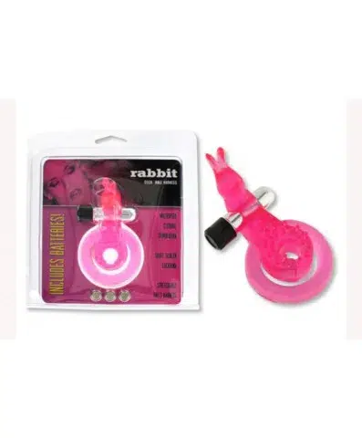 Cock and Ball harness rabbit vibrating cock ring pink