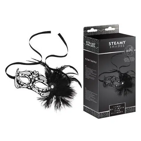 Steamy Shades Mardi Gras Mask with Feathers