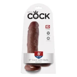 King Cock 8 Inch with Balls - Brown