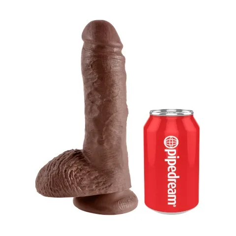 King Cock 8 Inch with Balls - Brown
