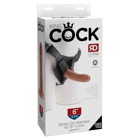 King Cock Strap-On Harness with 6 Inch Cock - Tan - Image 5
