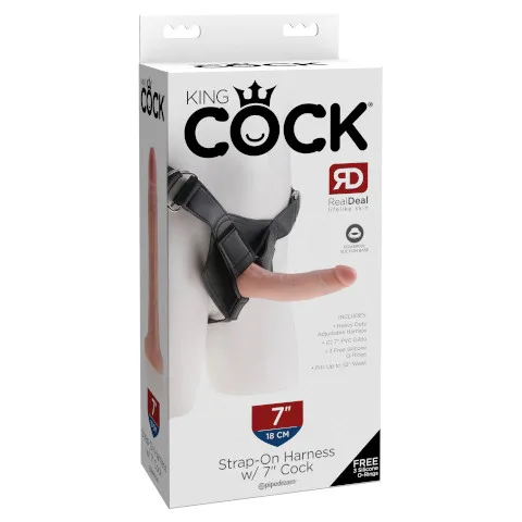 King Cock Strap-On Harness with 7 Inch Cock - Light
