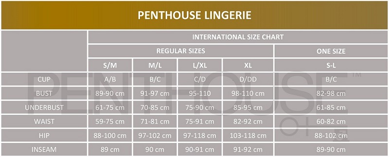 Penthouse Size Chart