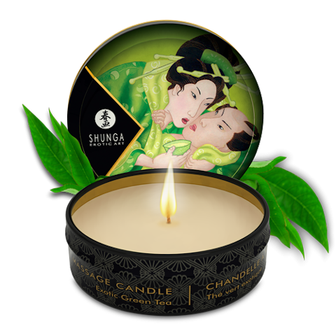 Shunga Mini Massage Candle - Green Tea - 6 pcs
