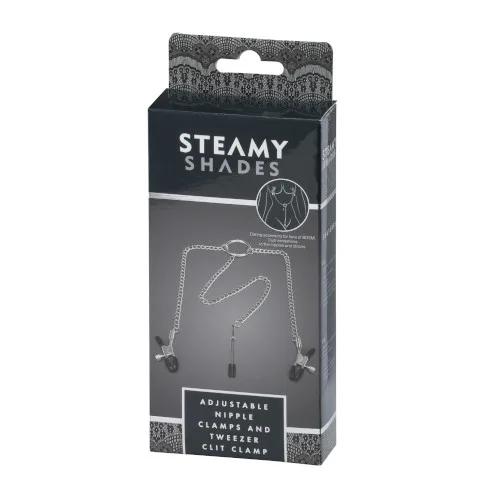 Steamy Shades Adjustable Nipple Clamps and Tweezer Clit Clamp