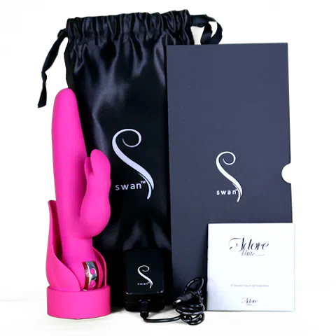 Swan Adore Petite Elegance Pink Vibrator with Black Satin Pouch